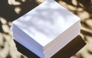 du papier blanc avec des ombre de feuillage.