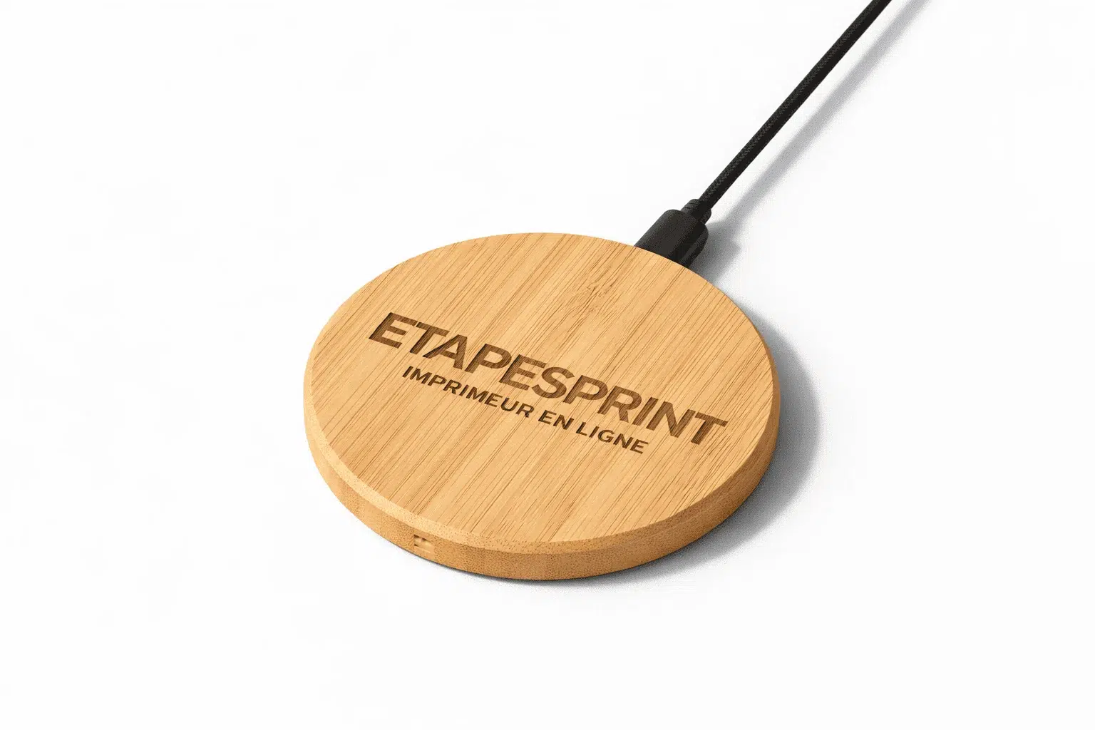 Chargeur à inductieur gravés en bois - Logo EP